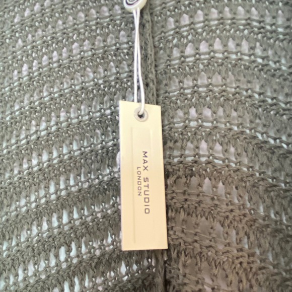 Max Studio London Olive Green Open Knit Poncho Cardigan Sweater Size 2X - Picture 6 of 10